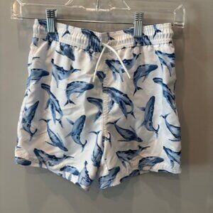 Janie and Jack White Whale Recycled Swim Trunk - Size 8
